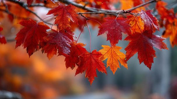 ボケを活かした美しいカエデの紅葉の写真