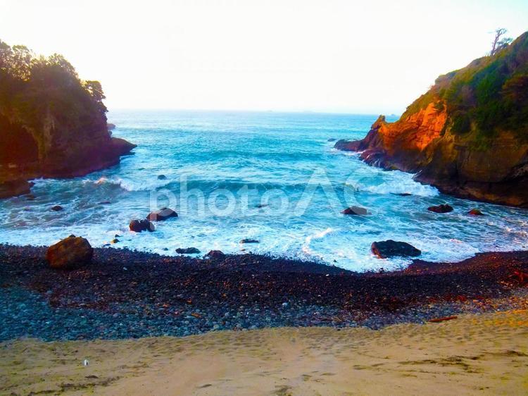 早朝の南伊豆（田牛） 日の出,海,砂浜の写真素材