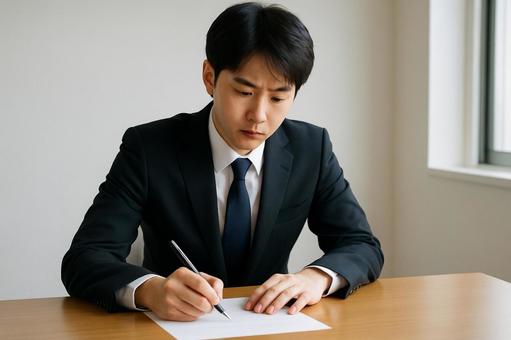 筆記試験に挑む就活生 筆記試験に挑む就活生の写真