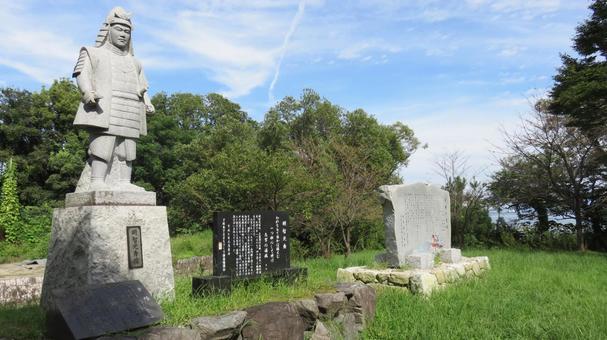 坂本城 明智光秀 石像 坂本城 明智光秀 石像 坂本城,明智光秀,琵琶湖の写真素材