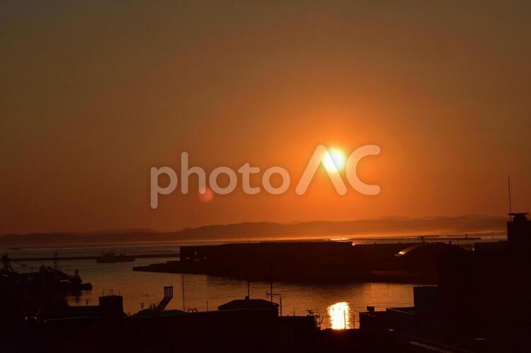 釧路の夕日 釧路,夕日,北海道の写真素材