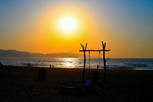 京丹後 夕日が浦 01 夕日,日没,海の写真素材