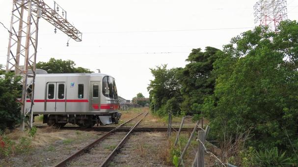 ダイヤモンドクロスを通過する名鉄電車 ダイヤモンドクロスを通過する名鉄電車 ダイヤモンドクロス,ダイヤモンドクロッシング,dcの写真素材
