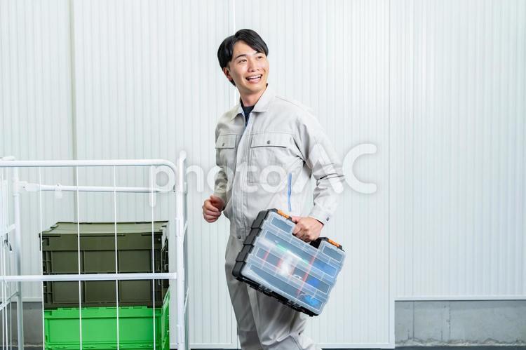 工具箱を持つ男性 工具箱,工具,労働者の写真素材