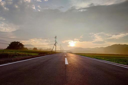 Photo, sunrise, straight, straight line, 