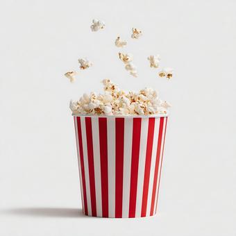 白い背景に映えるポップコーン 白い背景に映えるポップコーンの写真