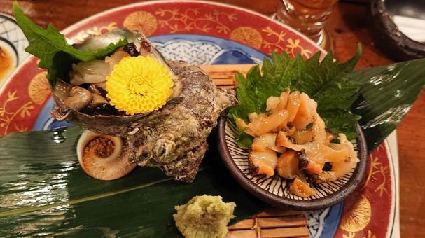 サザエ刺身 サザエ刺身 海鮮,サザエ,刺身の写真素材