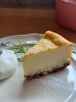 チーズケーキプレート チーズケーキプレート チーズケーキ,カフェ,断面の写真素材