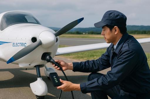 小型電動機充電パイロットがプラグを接続 小型電動機充電パイロットがプラグを接続の写真