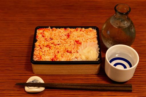 Photo, crab meat and rice, crab, box lunch, 