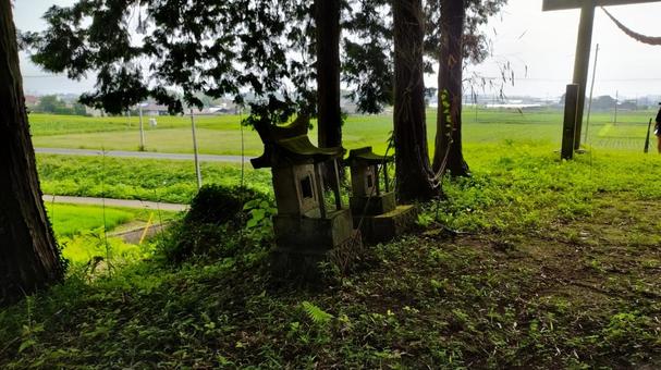 山の神社の石碑 山の神社の石碑の写真