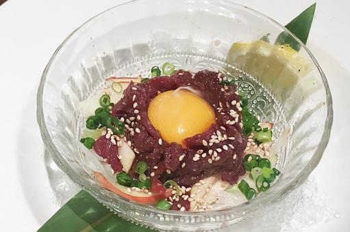 馬肉のユッケ 馬肉のユッケ ユッケ,馬肉,おかずの写真素材
