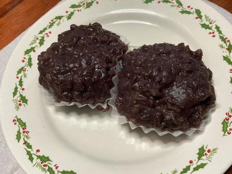 おはぎお二つ 無添加,おはぎ,菓子の写真素材