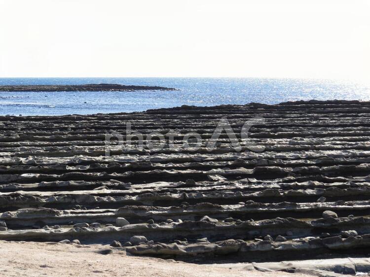 宮崎　鬼の洗濯板 鬼の洗濯板,日向灘,青島の写真素材