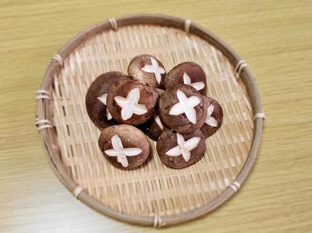 椎茸飾り切り(俯瞰) 椎茸飾り切り(俯瞰)の写真