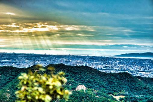 高御位山 播磨平野,山岳,平野の写真素材