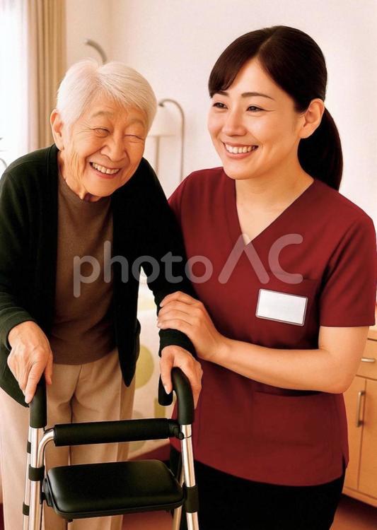 寄り添う介護士と高齢者 介護,高齢者,シニアの写真素材