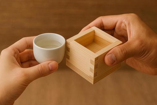 おちょこと枡で乾杯 おちょこと枡で乾杯の写真