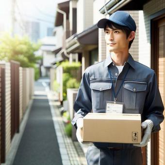 荷物を届ける配達員の写真