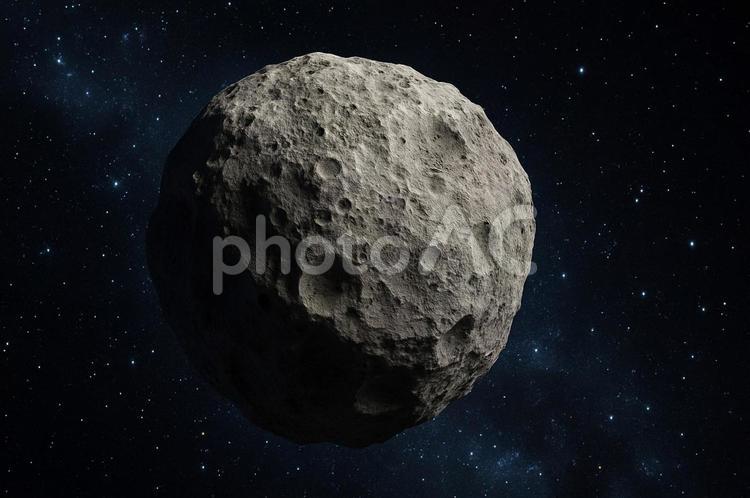 宇宙を漂う小惑星の姿・小天体・クレーター 小惑星,宇宙,クレーターの写真素材