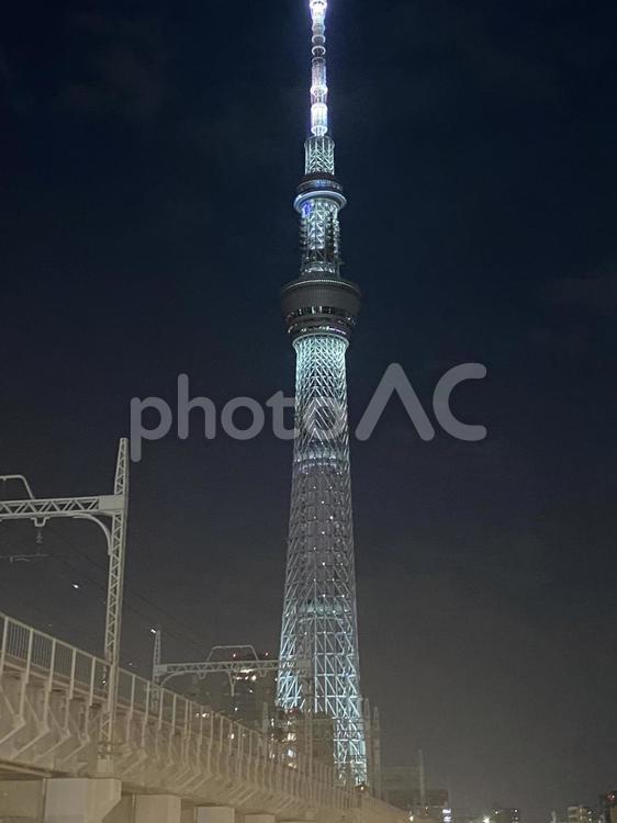 東京スカイツリー　ライトアップ　夜景 スカイツリー,東京スカイツリー,ライトアップの写真素材
