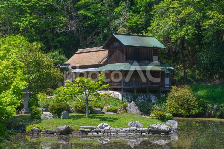 岡山県指定名勝 近水園 近水園,吟風閣,岡山県の写真素材