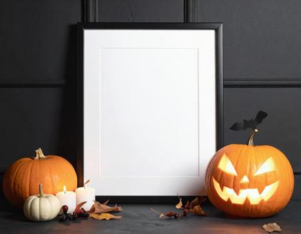 ハロウィンの飾りのフレーム ハロウィンの飾りのフレームの写真
