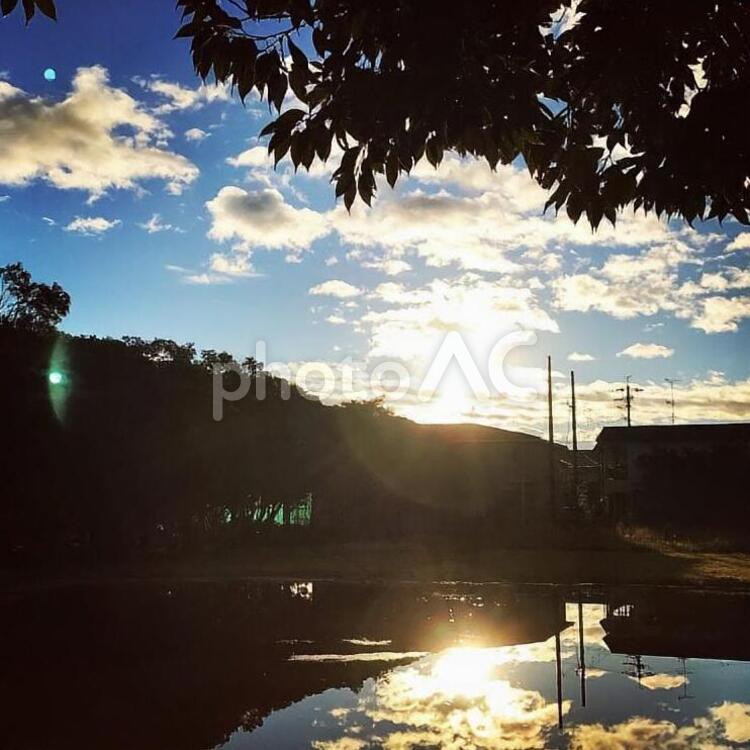 雨上がりの一コマ 日暮れ,暁,水域の写真素材