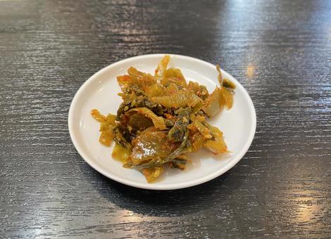 九州博多豚骨ラーメンの辛子高菜漬 辛子高菜,トッピング,小皿の写真素材