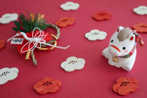 午年の年賀状素材 年賀状,午,白馬の写真素材