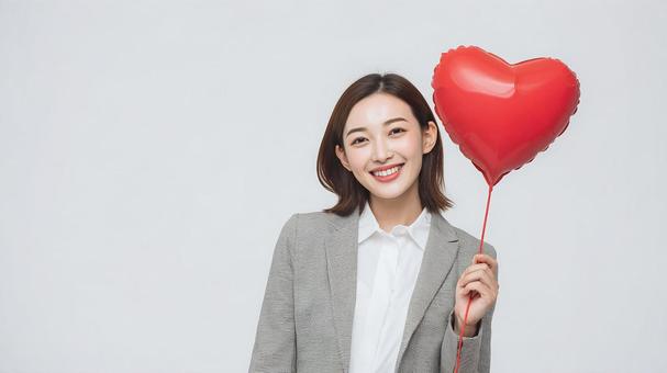 推し活は楽しい!ハートの風船を手に 推し活は楽しい!ハートの風船を手にの写真