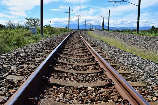 鉄道線路 羽越本線 山形県庄内 線路,電車線路,鉄道線路の写真素材