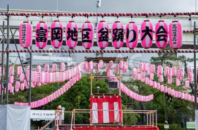 盆踊りの会場 盆踊り,夏素材,門前仲町の写真素材