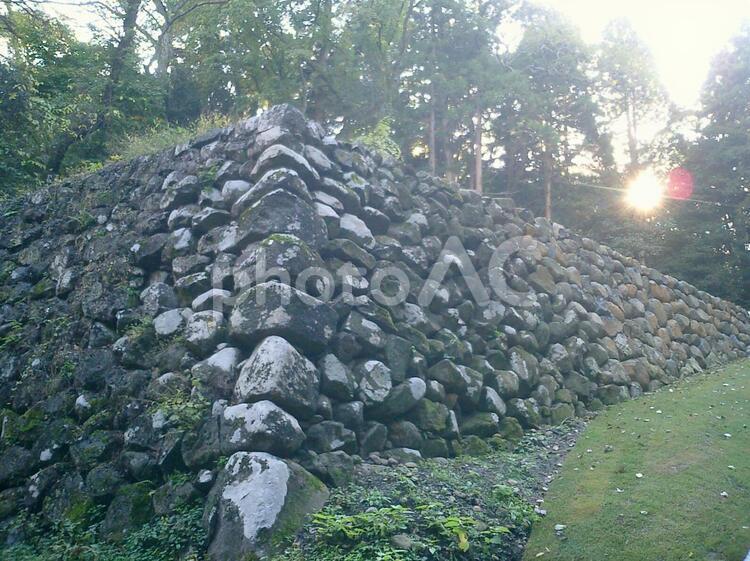 仙台城清水門跡の石垣 仙台城の写真素材