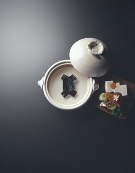 鍋　真俯瞰　昆布　切れ込み　祝い事　 鍋,真俯瞰,昆布の写真素材