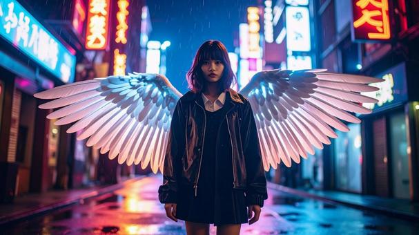 翼を持った若い女性_いっしょに行く？3の写真