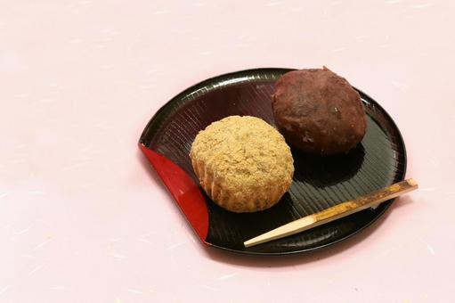 Hagi with kinako and sweet bean paste, JPG