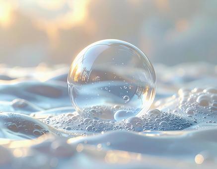 丸い水滴の半透明の泡 3の写真