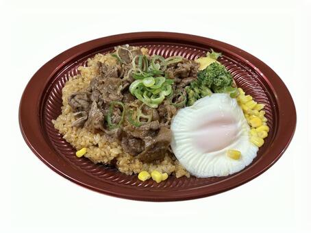 ガーリックライス ガーリックライス,牛肉,コーンの写真素材