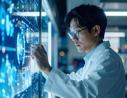 Data scientists working with AI, ai analysis, data scientist, japanese, JPG