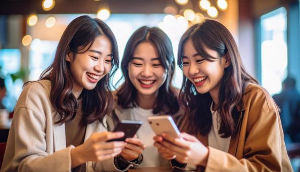 女子会で集まって笑顔の若い女性 女子会で集まって笑顔の若い女性の写真