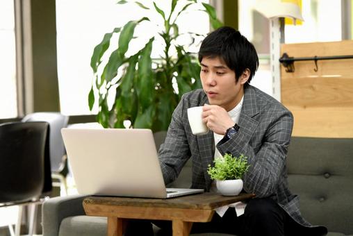 PC and men, JPG PC and men, business, male, businessman, JPG
