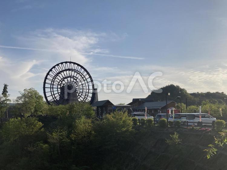 道の駅　おばあちゃん市・山岡 道の駅,おばあちゃん市・山岡,水車の写真素材