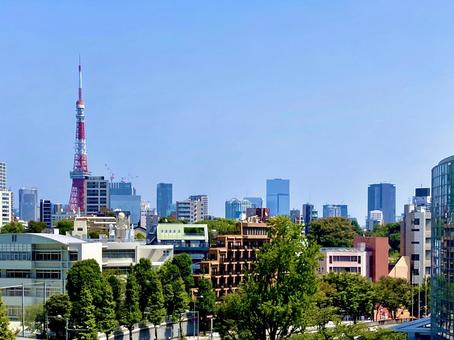 六本木六丁目から芝方面を眺めて 六本木六丁目から芝方面を眺めて 眺め,東京,東京タワーの写真素材