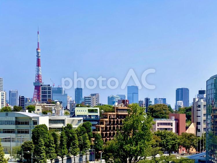 六本木六丁目から芝方面を眺めて 眺め,東京,東京タワーの写真素材