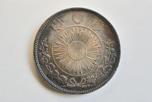 1円銀貨 1円,銀貨,日本の写真素材