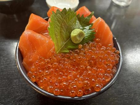 北海道サーモンいくら丼 サーモンいくら丼,サーモン,いくらの写真素材