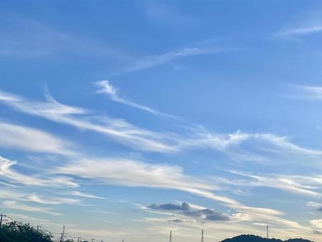 雲のある夕空 雲のある夕空 空,夕空,晴れの写真素材