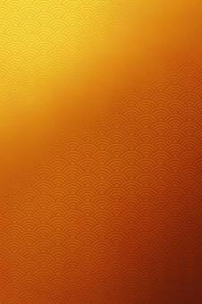 金色グラデーションと青海波模様の和風背景の写真