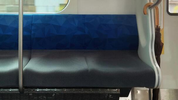 電車の座席と置き忘れた傘　鉄道素材 傘,電車,忘れ物の写真素材